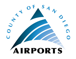 County of San Diego Airports logo with stylized triangle in blue.